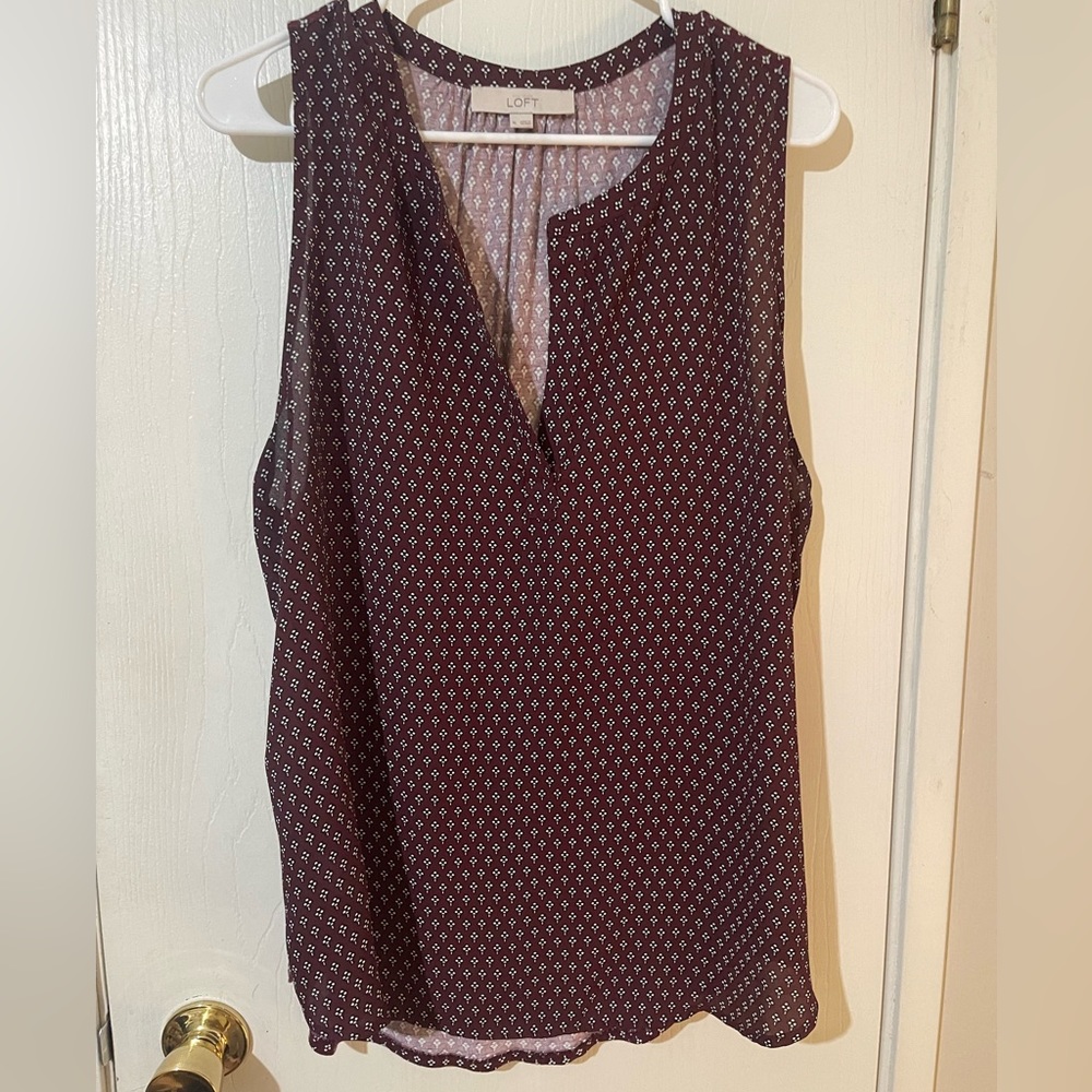 LOFT sleeveless mixed media blouse